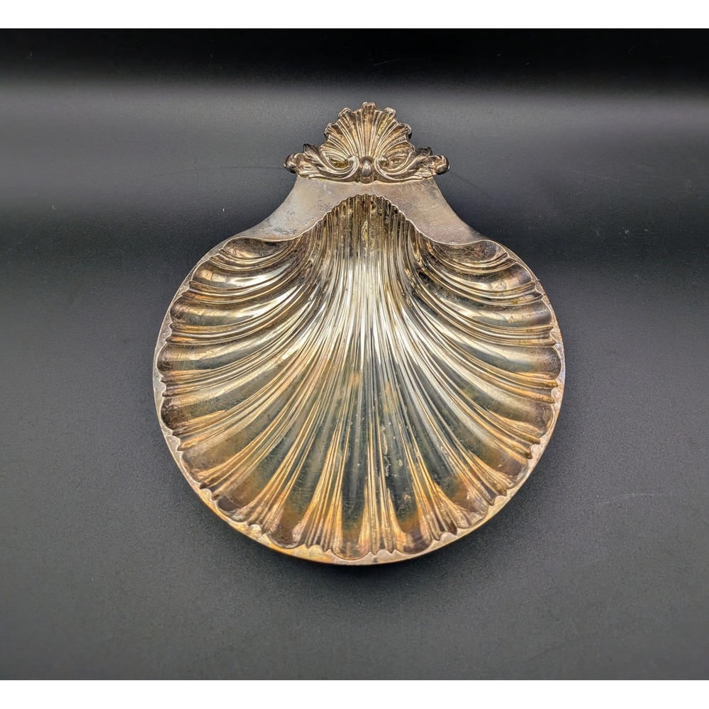 Vintage Silverplate Footed Shell Relish Dish RF Inc Mid Century